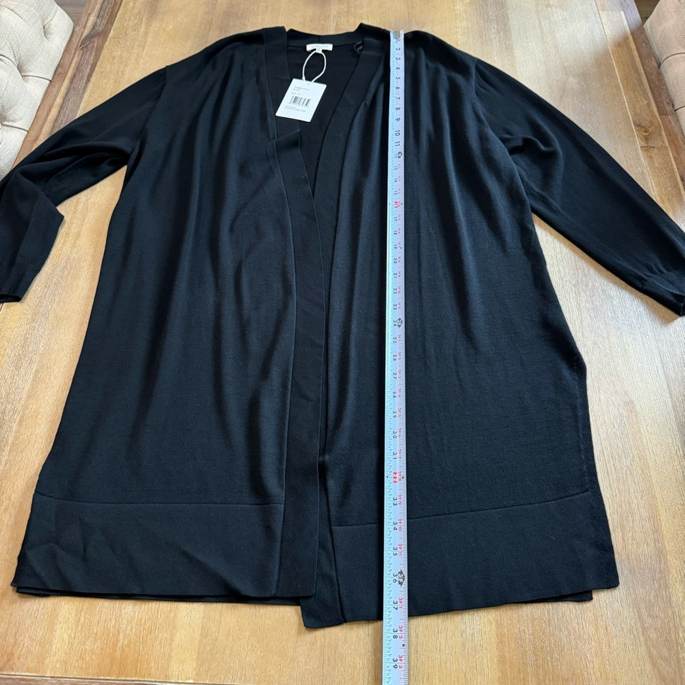 Lafayette 148 Long Cardigan Duster Size 1x Open Front Black - Picture 10 of 10